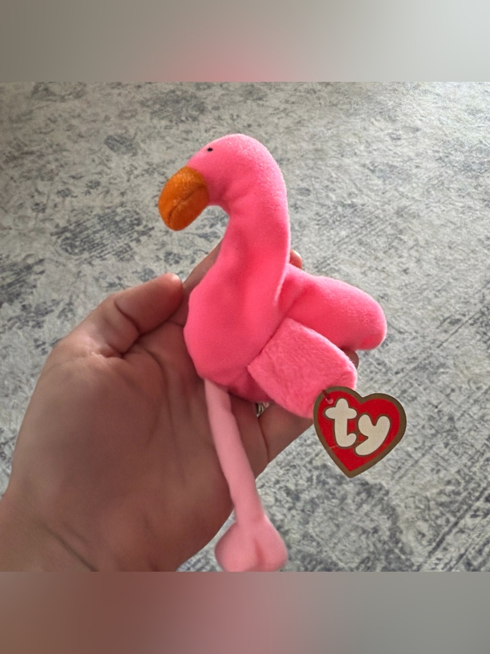NWT Vintage TY Teenie Beanie Baby Pink Flamingo Plush - Pinky